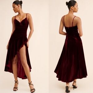 NWT Bardot Sorella Velour Midi Burgundy Dress Sz M